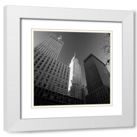 Chrysler Building Perspective White Modern Wood Framed Art Print with Double Matting by Graciet, Stephane