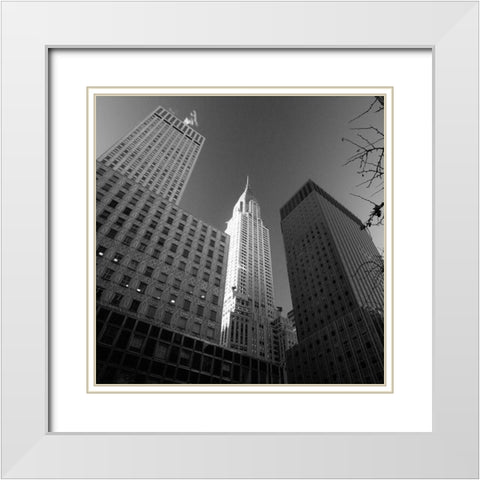 Chrysler Building Perspective White Modern Wood Framed Art Print with Double Matting by Graciet, Stephane