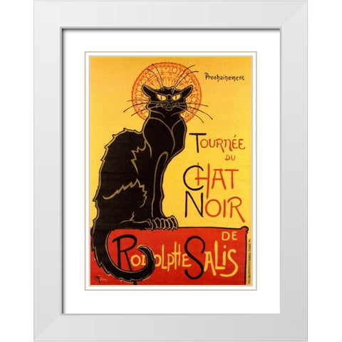Le Chat Noir, 1896 White Modern Wood Framed Art Print with Double Matting by Steinlen, Theophile
