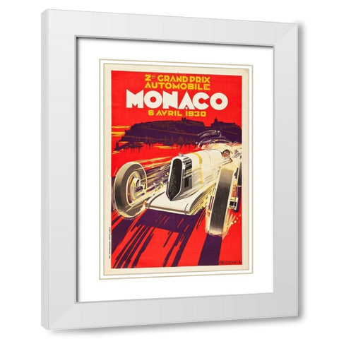 Monaco 1930 White Modern Wood Framed Art Print with Double Matting by Falcuccci, Robert