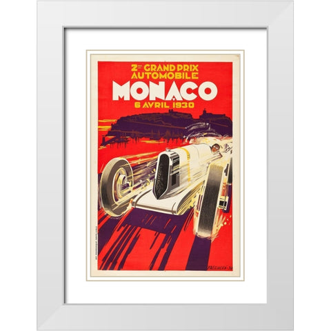 Monaco 1930 White Modern Wood Framed Art Print with Double Matting by Falcuccci, Robert