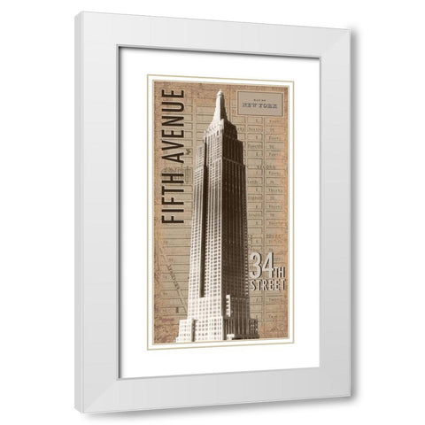 Empire State White Modern Wood Framed Art Print with Double Matting by Anonymous