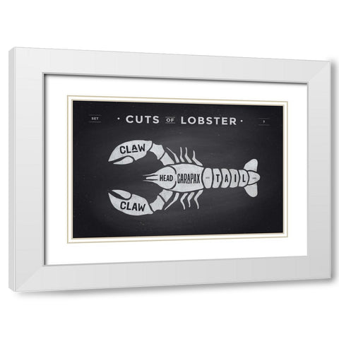 Cuts of Lobster White Modern Wood Framed Art Print with Double Matting by Foxys Graphics