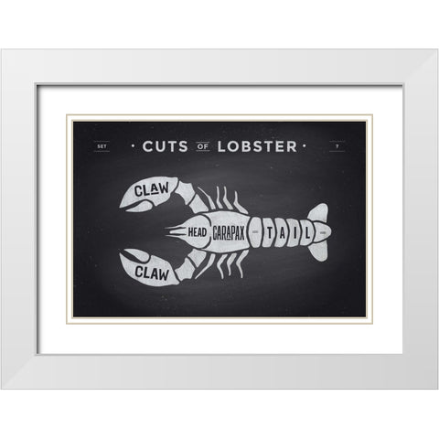 Cuts of Lobster White Modern Wood Framed Art Print with Double Matting by Foxys Graphics