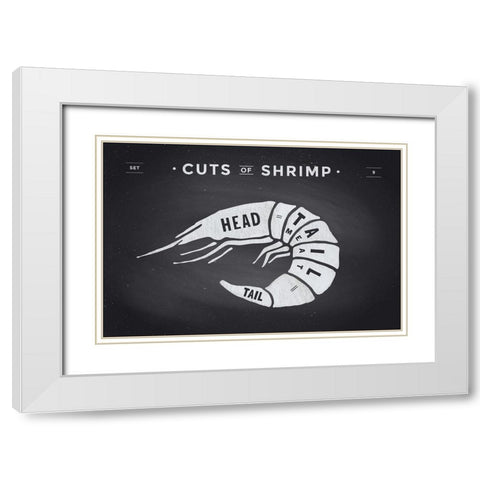 Cuts of Shrimp White Modern Wood Framed Art Print with Double Matting by Foxys Graphics