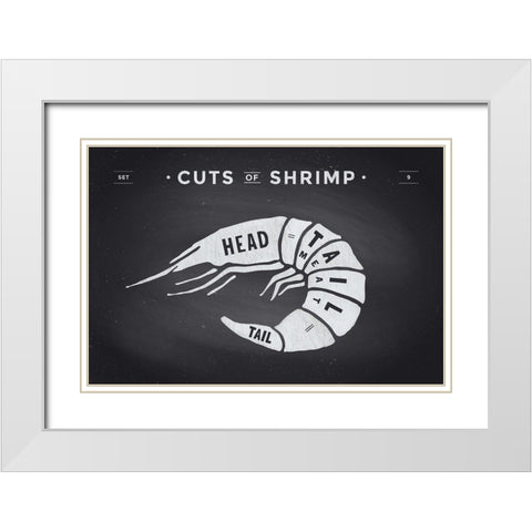 Cuts of Shrimp White Modern Wood Framed Art Print with Double Matting by Foxys Graphics