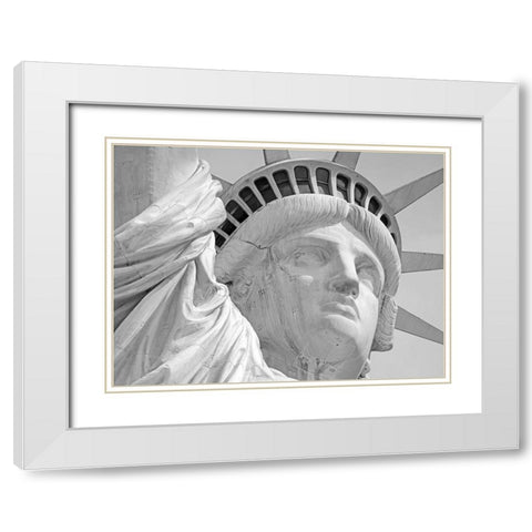 Lady Liberty Portrait White Modern Wood Framed Art Print with Double Matting by Anonymous