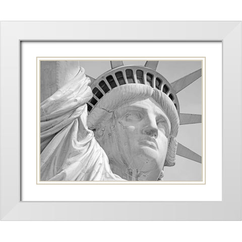 Lady Liberty Portrait White Modern Wood Framed Art Print with Double Matting by Anonymous