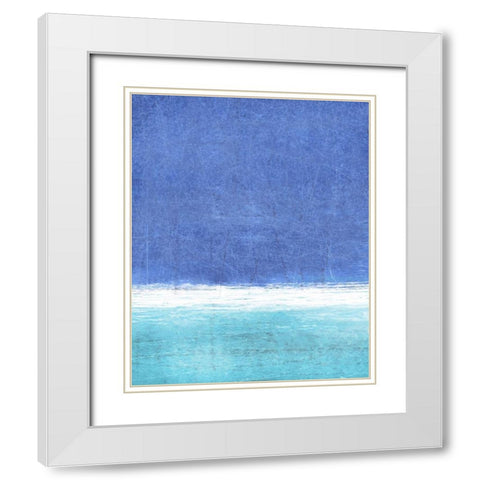 Blue Fields Abstract White Modern Wood Framed Art Print with Double Matting by Tice, Carollynn