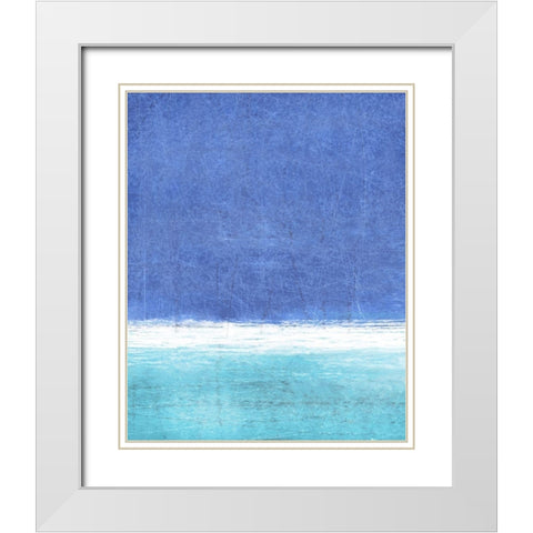 Blue Fields Abstract White Modern Wood Framed Art Print with Double Matting by Tice, Carollynn