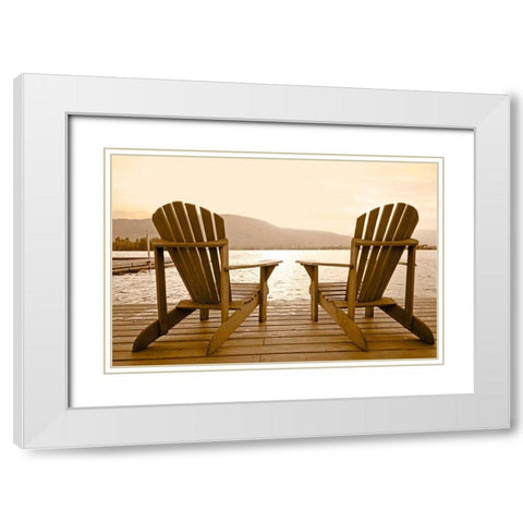 Two Adirondacks on Lake White Modern Wood Framed Art Print with Double Matting by Pali, Frank