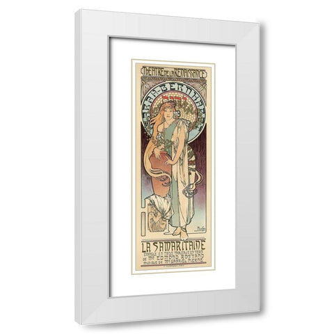 Sarah Bernhardt White Modern Wood Framed Art Print with Double Matting by Mucha, Alphonse