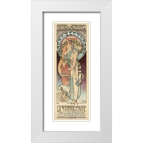 Sarah Bernhardt White Modern Wood Framed Art Print with Double Matting by Mucha, Alphonse