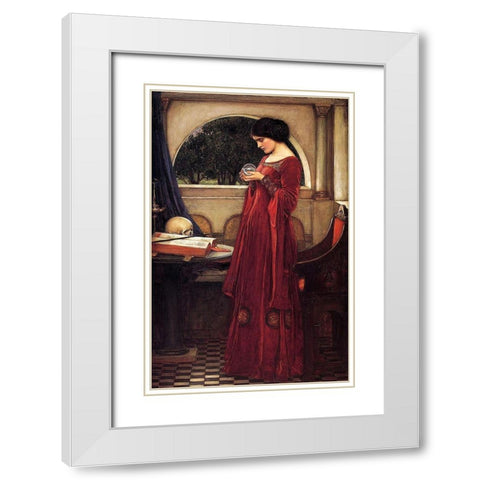 The Crystal Ball White Modern Wood Framed Art Print with Double Matting by Waterhouse, J. W.