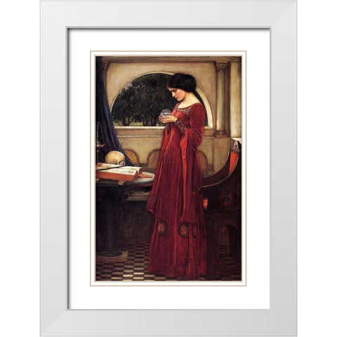 The Crystal Ball White Modern Wood Framed Art Print with Double Matting by Waterhouse, J. W.