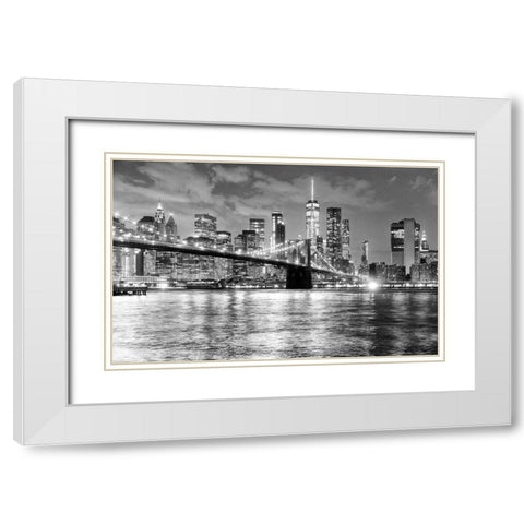 New York City Financial District White Modern Wood Framed Art Print with Double Matting by Anon.