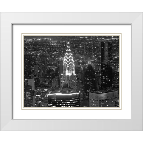 Night View of the Chrysler Building White Modern Wood Framed Art Print with Double Matting by Gagliardi, Giovanni