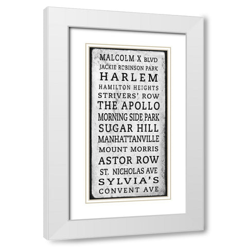 Harlem Signage 1 White Modern Wood Framed Art Print with Double Matting by Anonymous