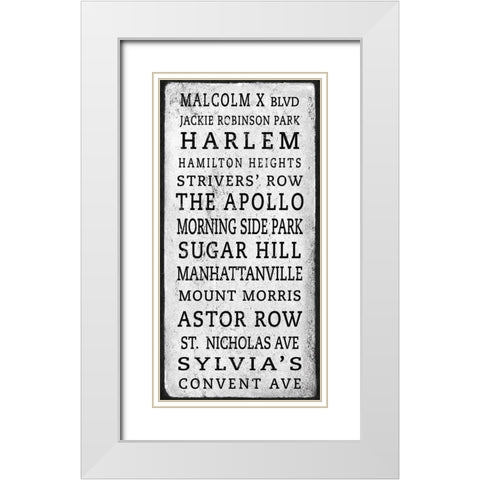 Harlem Signage 1 White Modern Wood Framed Art Print with Double Matting by Anonymous