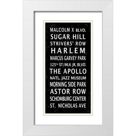 Harlem Signage 2 White Modern Wood Framed Art Print with Double Matting by Anonymous