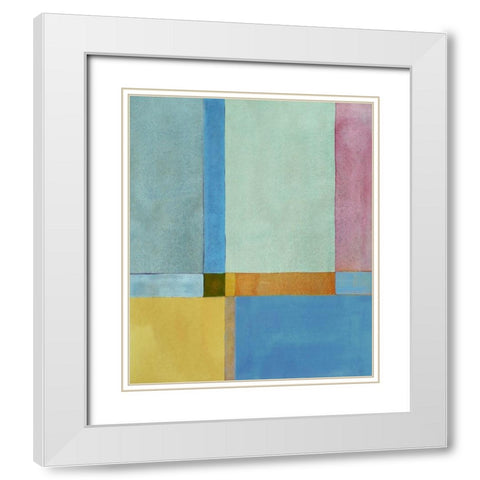 Geometric Watercolor White Modern Wood Framed Art Print with Double Matting by Anonymous