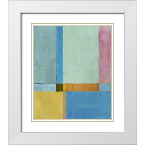 Geometric Watercolor White Modern Wood Framed Art Print with Double Matting by Anonymous