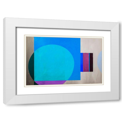 Geometric Abstract of circles and squares White Modern Wood Framed Art Print with Double Matting by Anonymous