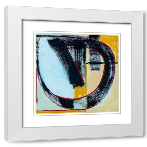 Abstract of Connected Black Shapes III White Modern Wood Framed Art Print with Double Matting by Anonymous
