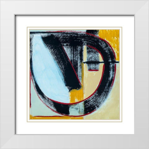 Abstract of Connected Black Shapes III White Modern Wood Framed Art Print with Double Matting by Anonymous