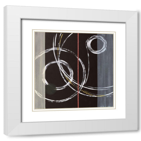 Abstract with Rings White Modern Wood Framed Art Print with Double Matting by Anonymous
