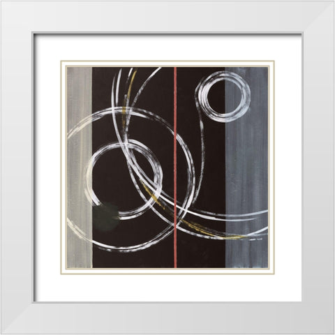 Abstract with Rings White Modern Wood Framed Art Print with Double Matting by Anonymous