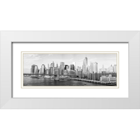 New York City, Downtown White Modern Wood Framed Art Print with Double Matting by Gagliardi, Giovanni