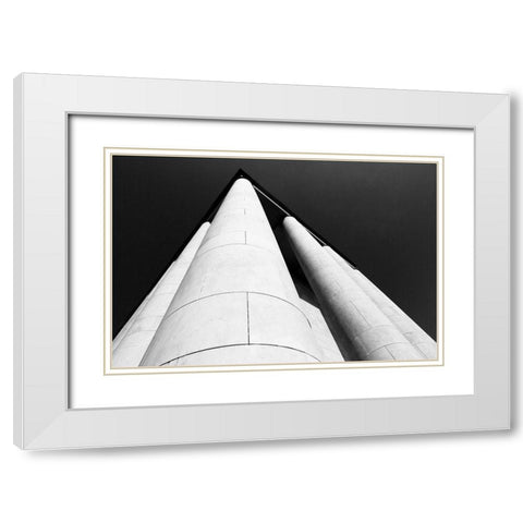 Building Columns White Modern Wood Framed Art Print with Double Matting by Graciet, Stephane