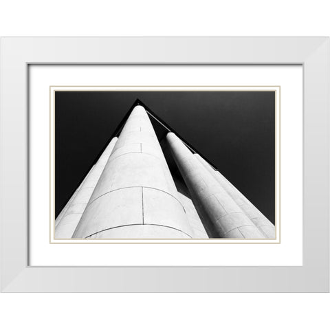 Building Columns White Modern Wood Framed Art Print with Double Matting by Graciet, Stephane
