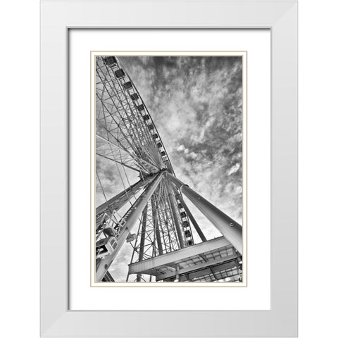 Ferris Wheel White Modern Wood Framed Art Print with Double Matting by Anonymous