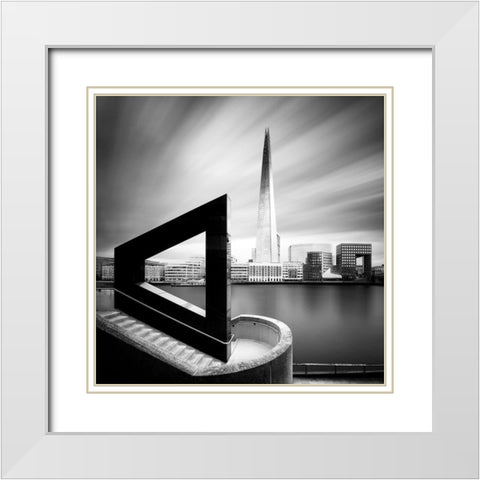 The Shard From Across the Thames White Modern Wood Framed Art Print with Double Matting by Marekkijevsky