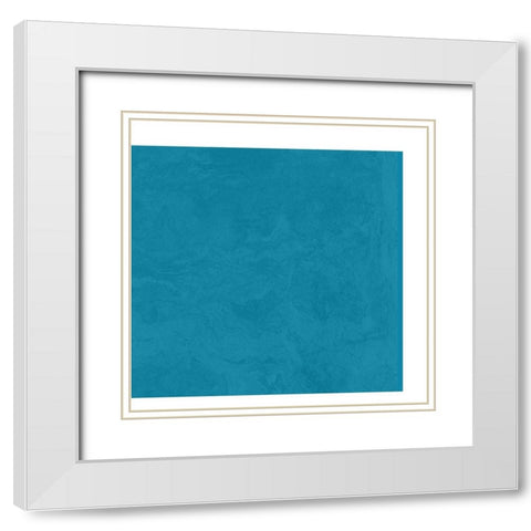 Abstract Teal White Modern Wood Framed Art Print with Double Matting by Inuit