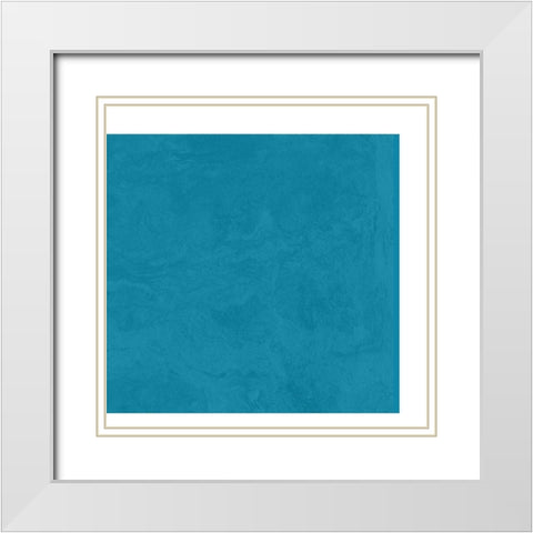 Abstract Teal White Modern Wood Framed Art Print with Double Matting by Inuit