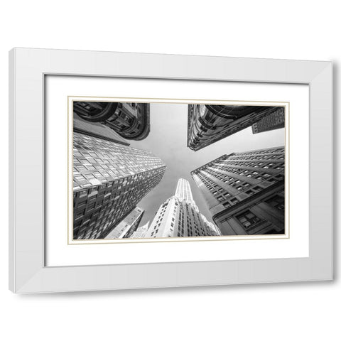 Empire State Sky White Modern Wood Framed Art Print with Double Matting by Graciet, Stephane
