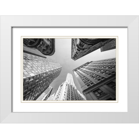 Empire State Sky White Modern Wood Framed Art Print with Double Matting by Graciet, Stephane