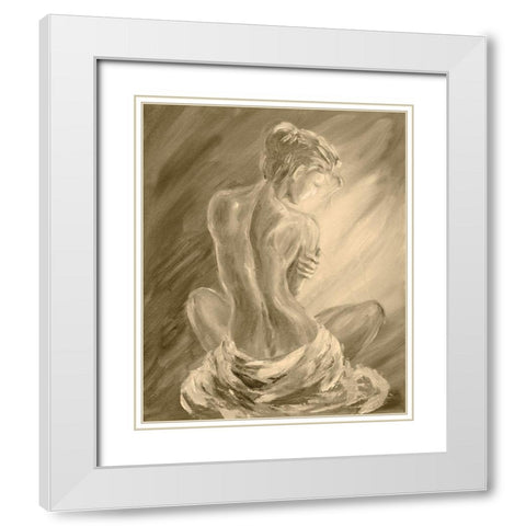 Beautiful Woman Reclining White Modern Wood Framed Art Print with Double Matting by Anker