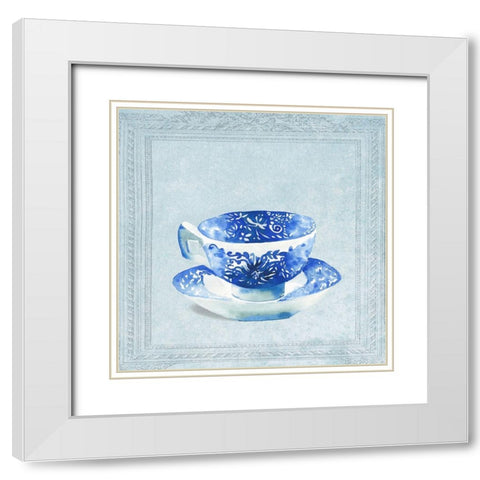 Beautiful Patterned Tea Cup White Modern Wood Framed Art Print with Double Matting by Dolzhenko, Anna