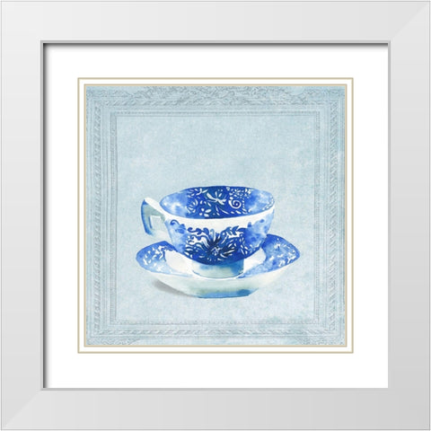 Beautiful Patterned Tea Cup White Modern Wood Framed Art Print with Double Matting by Dolzhenko, Anna