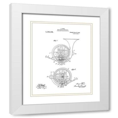 Horn Diagram White Modern Wood Framed Art Print with Double Matting by Anonymous