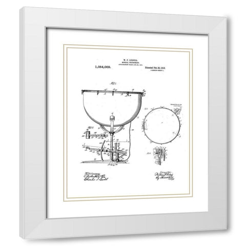 Kettle drum Diagram White Modern Wood Framed Art Print with Double Matting by Anonymous