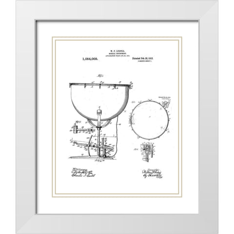 Kettle drum Diagram White Modern Wood Framed Art Print with Double Matting by Anonymous