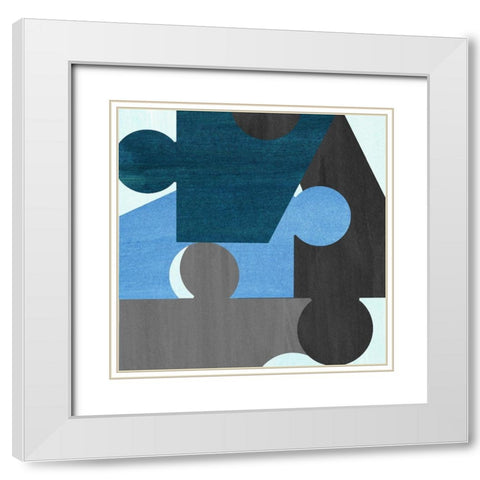 Blue Gray Pattern White Modern Wood Framed Art Print with Double Matting by Inuit