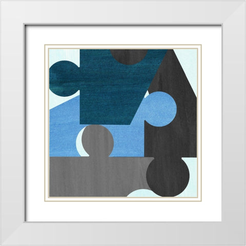 Blue Gray Pattern White Modern Wood Framed Art Print with Double Matting by Inuit