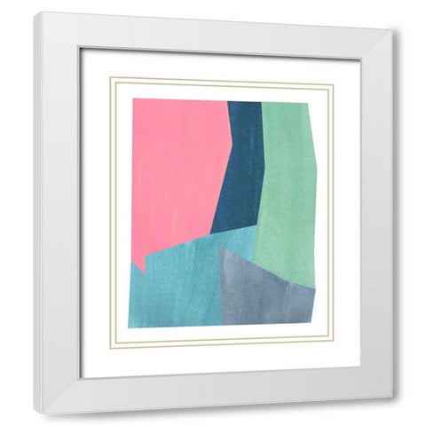 Pink and Grey Abstract White Modern Wood Framed Art Print with Double Matting by Inuit