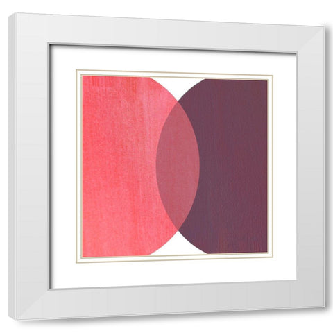 Abstract Circles Red White Modern Wood Framed Art Print with Double Matting by Inuit